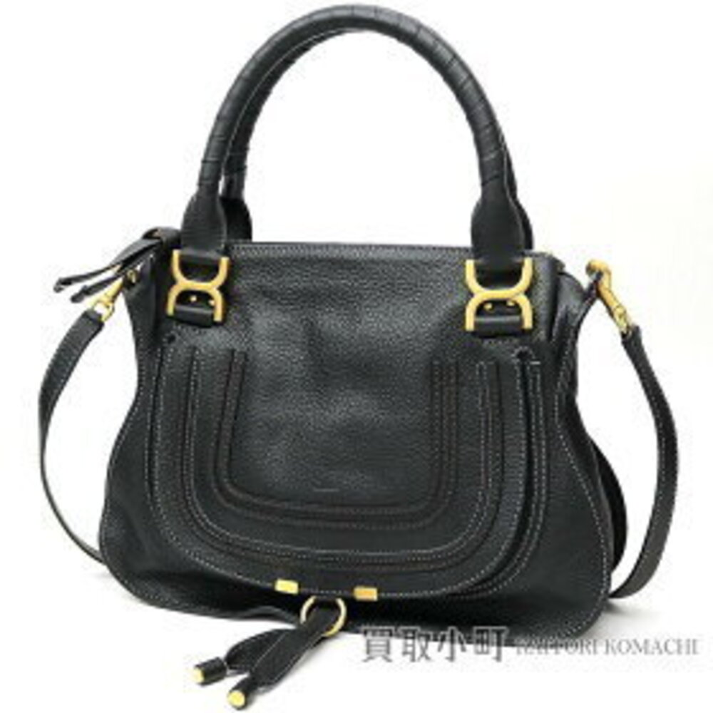 Chloe Marcie Grained Calfskin Handbag Black classic shoulder bag tote crossbody
